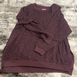 Purple American eagle over sized cheetah print crewneck